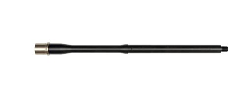 Top-down diagonal right view of DSI 16-inch 5.56 NATO MTOP barrel with 1:9 twist, nitride finish, and 1/2x28 threads for AR-15 platforms