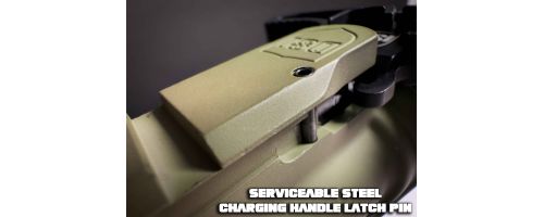 Close Up of DS-15 MFR Charging Handle Pin